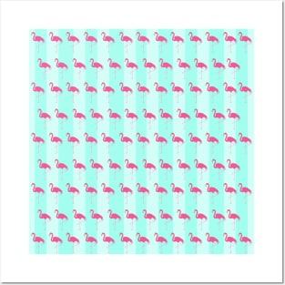 Pastel pink and blue flamingo Posters and Art